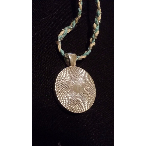 Elsa & Anna Frozen Pendant & Blue/White Cord Choker Necklace, 23 inches - Picture 5 of 6